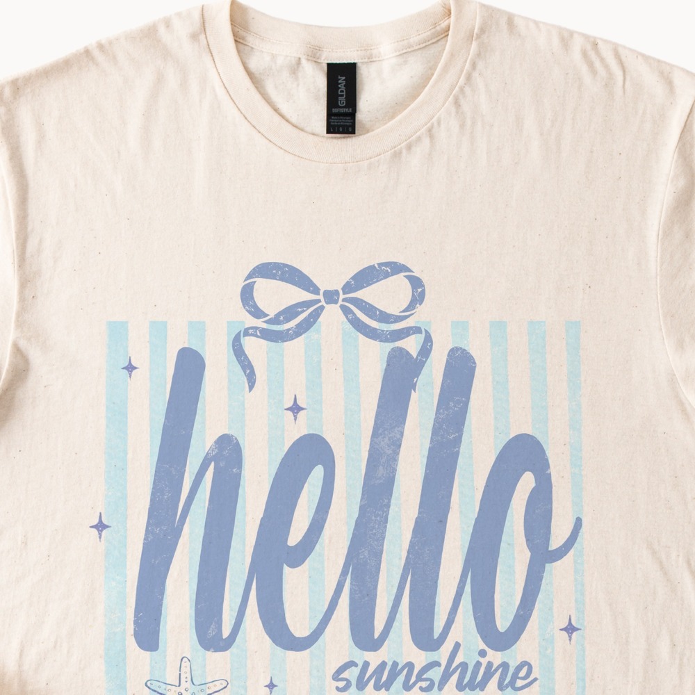 Hello Sunshine Retro Graphic Tee Vintage Coastal Design